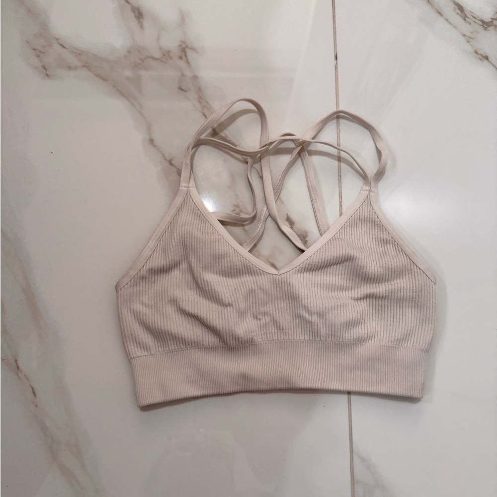 Women's Cream Ribbed Bralette